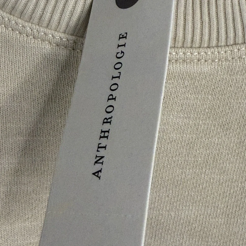 Pilcro Woven Crewneck Puff-Sleeve Top in Beige and‎ Blue Stripe XS NWT - Picture 11 of 14